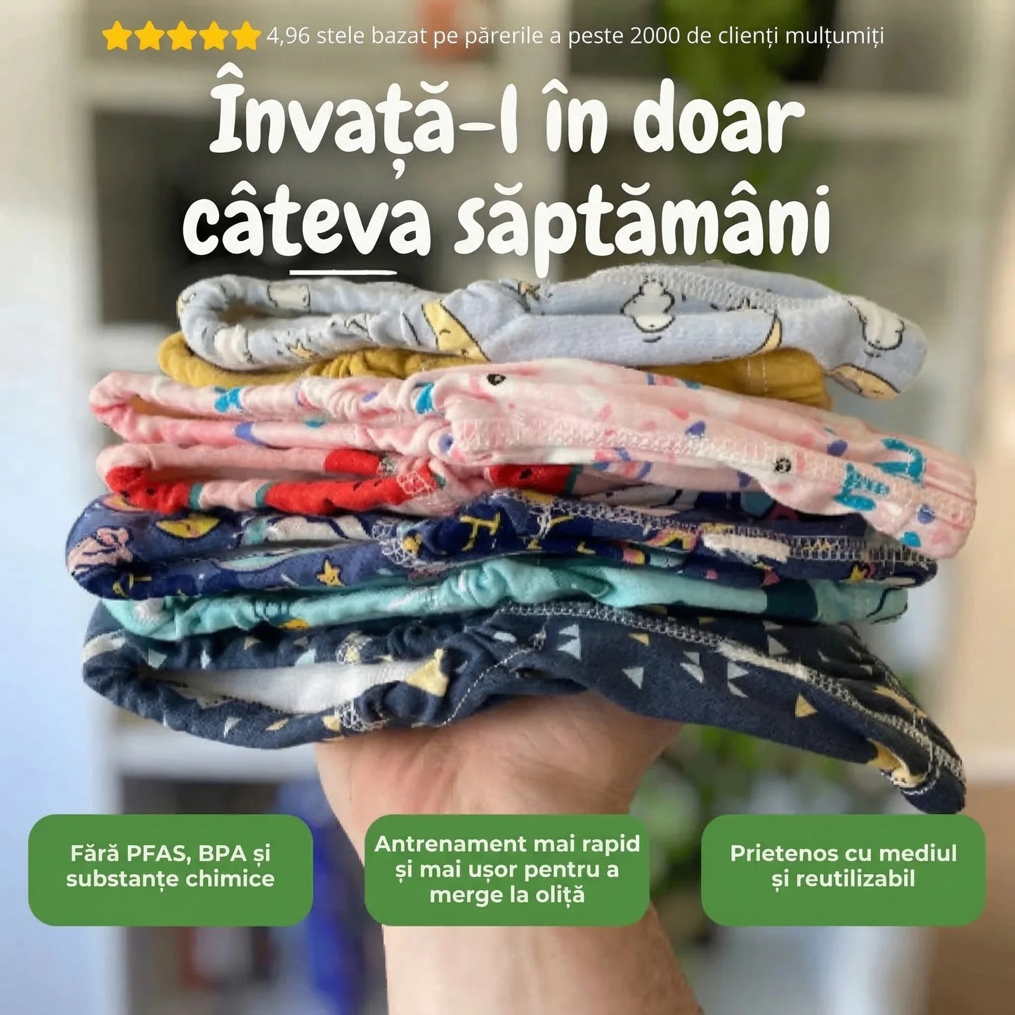 Peste 6000 de copii fericiți folosind chiloțeii de antrenament Kinderspeech, diverse modele colorate și vesele pentru succesul învățării la oliță